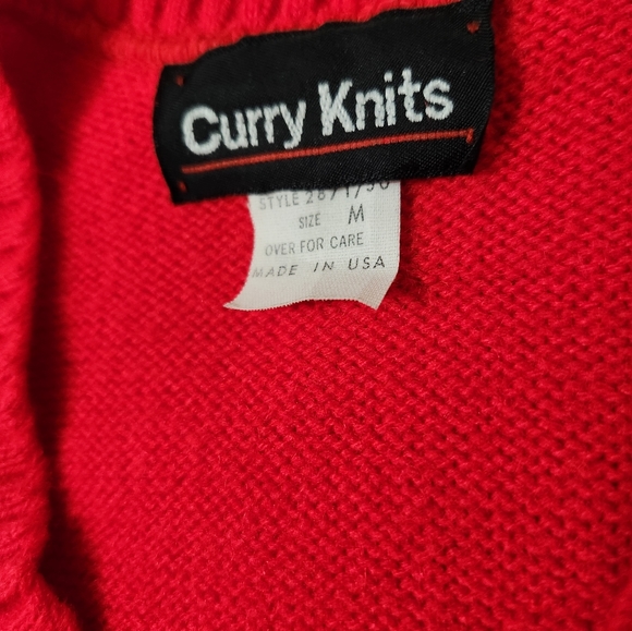 Vintage Red Sweater Vest By Curry Knits Size Medium - Picture 2 of 6